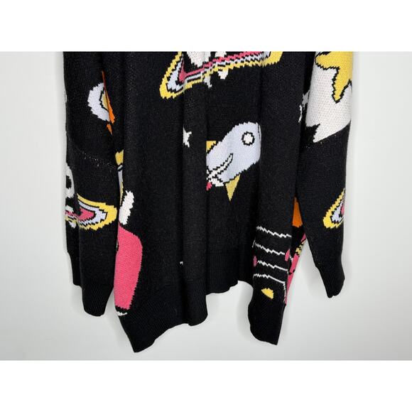 Dressed in Lala Outerspace Oversized Cardigan Sweater Black Multi Women L/XL NWT - Picture 7 of 12